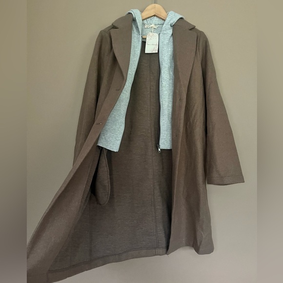 {Hem & Thread} Hooded Trench Coat in Brown & Grey - Womens Small - NWT - Picture 8 of 11